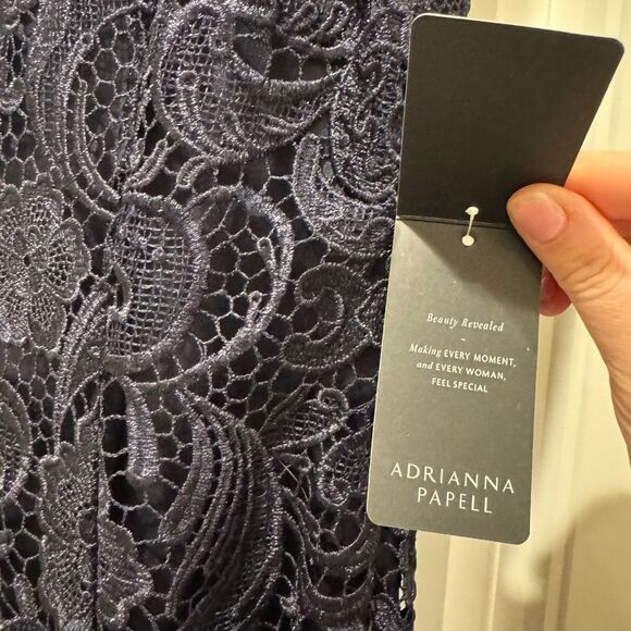 Adrianna Papell | Elegant Navy Lace Dress | Size: 2 | NWT - Picture 6 of 14